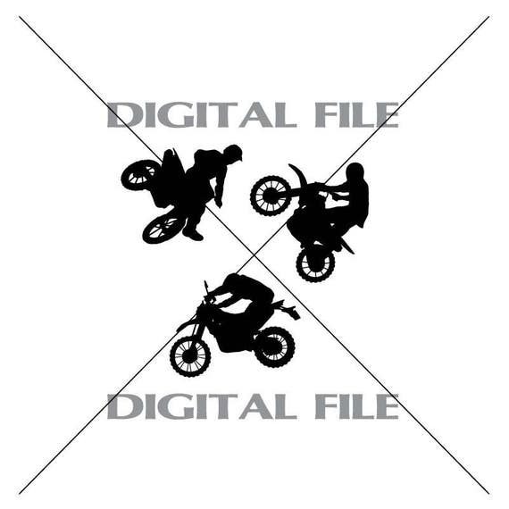 Three Dirt Bike Riders Vector Images Vinyl Decal T Shirt Etsy