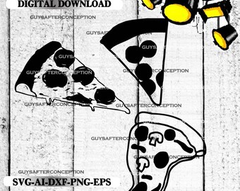Three Pizza Slices Vector Images SVG Files Digital Cutting Files Ai - Eps - PNG - DXF - Svg