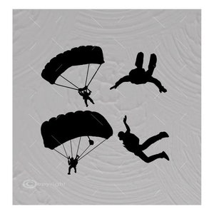Skydiver SVG Bundle: Parachute Clipart, Cricut Silhouette Cut Files (Digital Download)