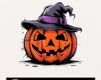 Distressed Pumpkin Witch PNG: Spooky Halloween (Digital Download)