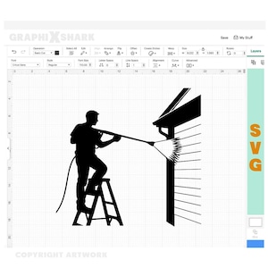 Pressure Washing SVG - Man Cleaning House Vector - Power Wash Clipart - Home Maintenance - Pressure Washer Design - Digital Download