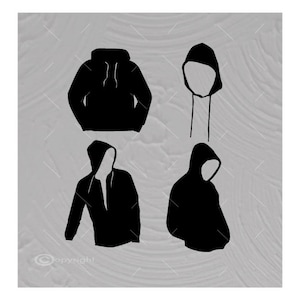 Four Hoodies Vector Images SVG Files Digital Cutting Files  Ai - Eps - PNG - DXF - Svg