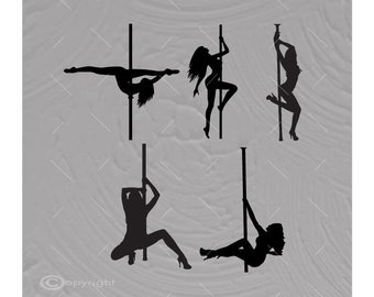 Stripper SVG Bundle | Adult Dancer Cut File | Pole Dance Silhouette