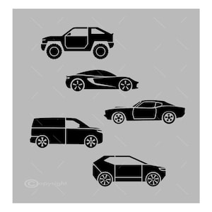 Car SVG Bundle | Five Vehicles SVG | Car Silhouette Vector Images Cricut | Digital Download