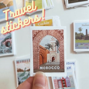 Poster da viaggio vintage adesivi in vinile art deco per bottiglia d'acqua per laptop - Praga Tailandia Toscana Italia Marocco India Amsterdam Svizzera