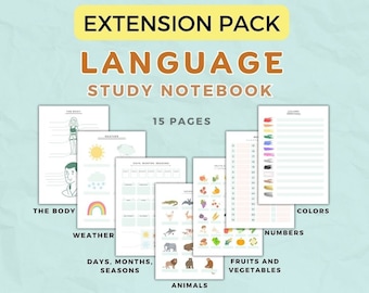 PAQUETE DE EXTENSIÓN: cuaderno de estudio para el aprendizaje de idiomas, notas para iPad o PDF imprimible