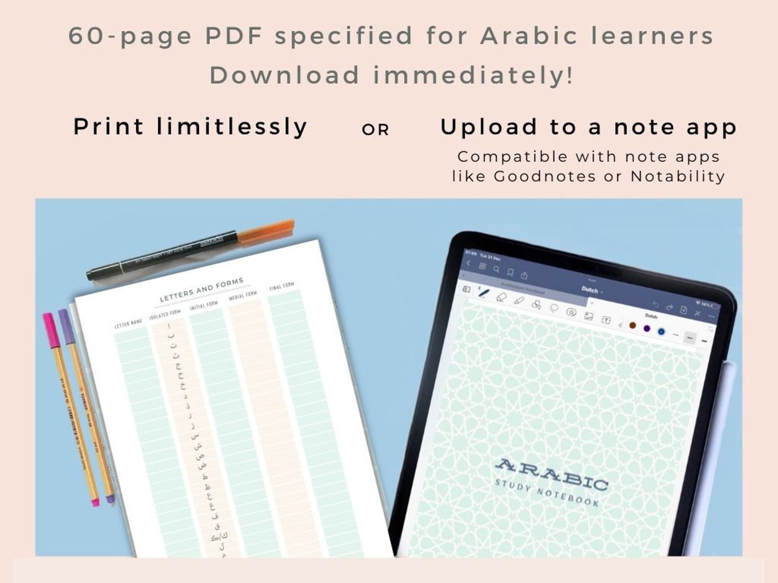 The ORIGINAL Arabic Language Learning Planner Notebook Study Journal ...