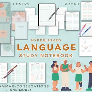The ORIGINAL Language Learning Planner hyperlinked notebook study journal, iPad notes or printable PDF