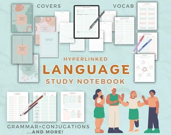 The ORIGINAL Language Learning Planner hyperlinked notebook study journal, iPad notes or printable PDF