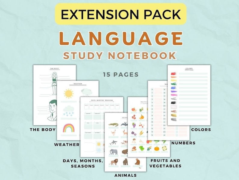 EXTENSION PACK Sprachlern Notizbuch, iPad Notizen oder druckbares PDF Bild 1