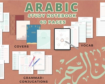 Arabic language learning planner notebook study journal, iPad notes or printable PDF