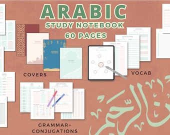 Arabic language learning planner notebook study journal, iPad notes or printable PDF