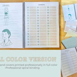 May include: A full color spiral bound notebook with a light blue cover. The notebook has pages for drawing the human body and for writing numbers. The notebook has the text "THE BODY" and "NUMBERS" printed on the cover.