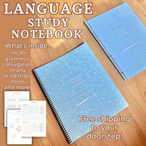 Hard Copy Language Study Notebook Planner Journal physical real learning student