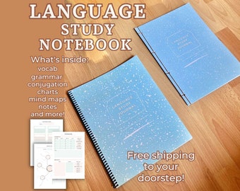 Hard Copy Language Study Notebook Planner Journal physical real learning student