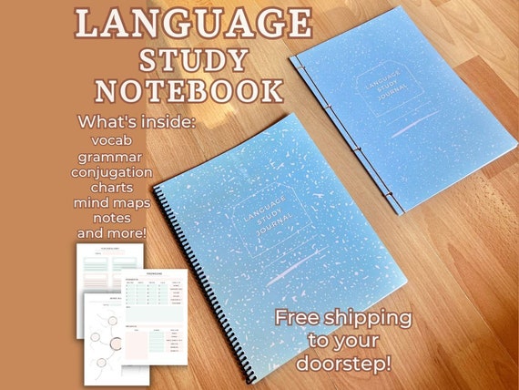 Hard Copy Language Study Notebook Planner Journal physical real learning student