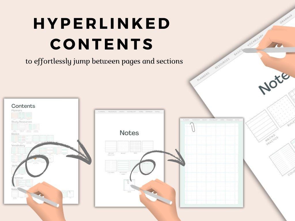 The ORIGINAL Language Learning Planner Hyperlinked Notebook Study ...
