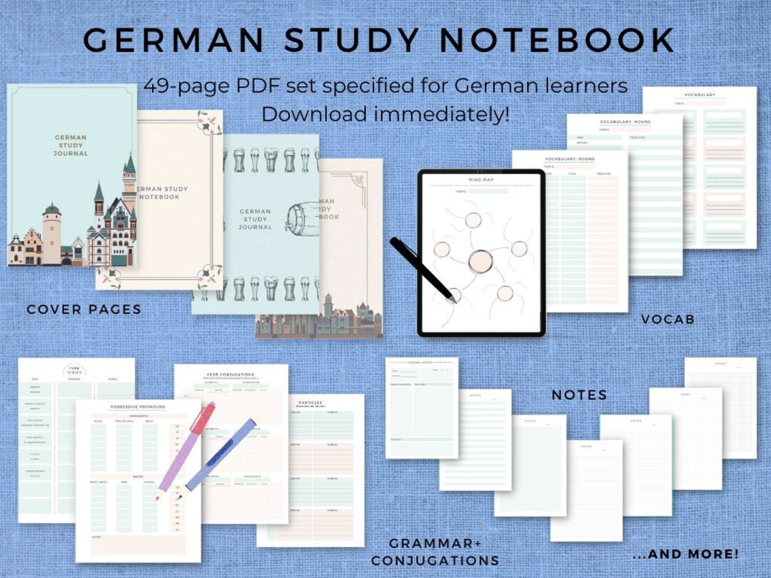 German Language Learning Notebook Study Journal Printable Etsy