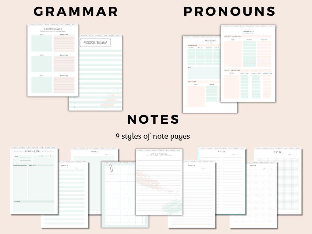 The ORIGINAL Language Learning Planner Hyperlinked Notebook Study ...