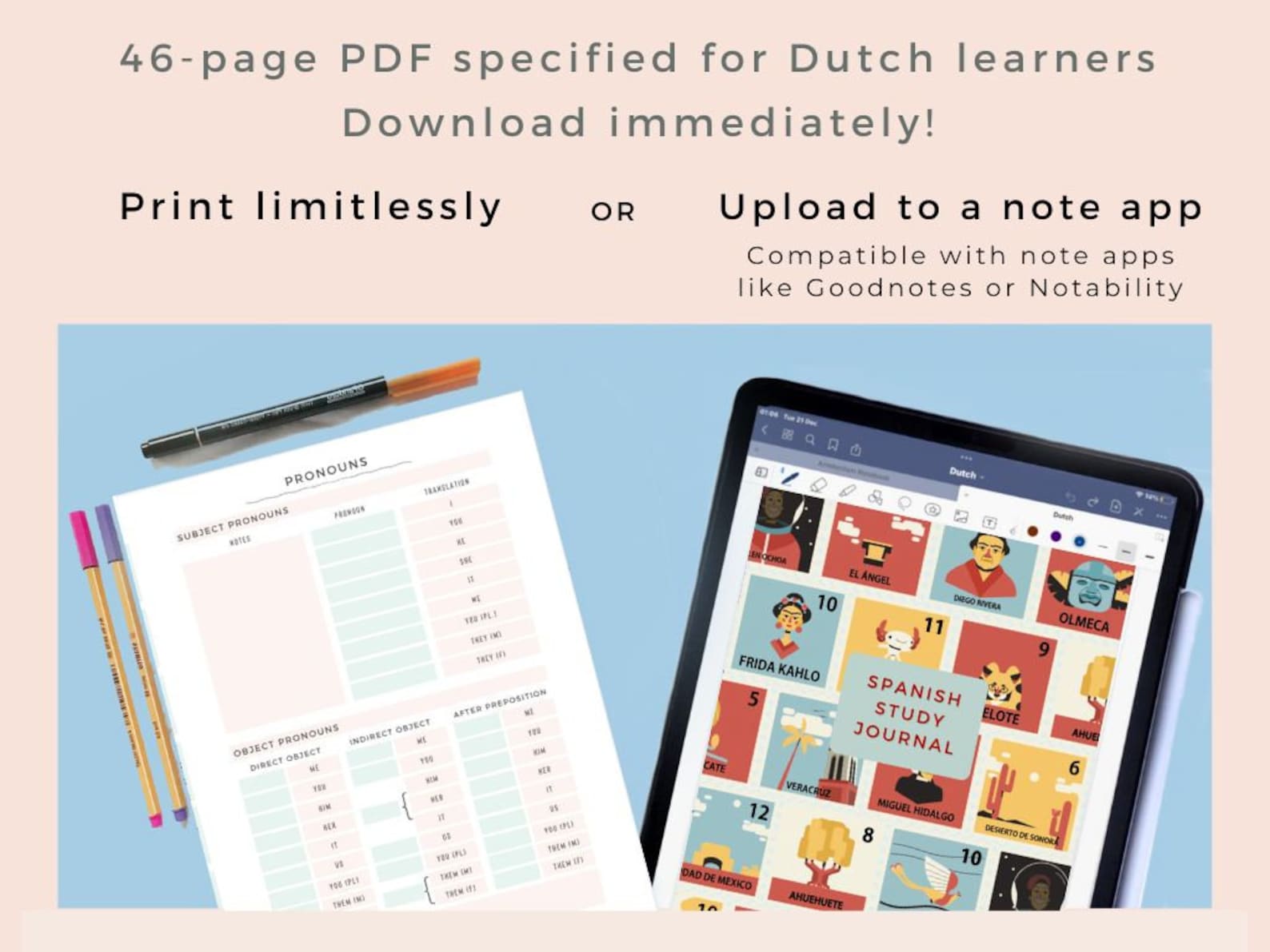 The ORIGINAL Dutch Language Learning Notebook Study Journal, Nederlands ...