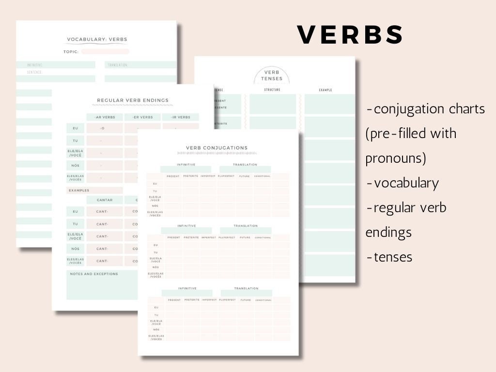Language Notebook.pdf Portuguese Language Learning Notebook Study Journal, Printable Pdf/ipad ...