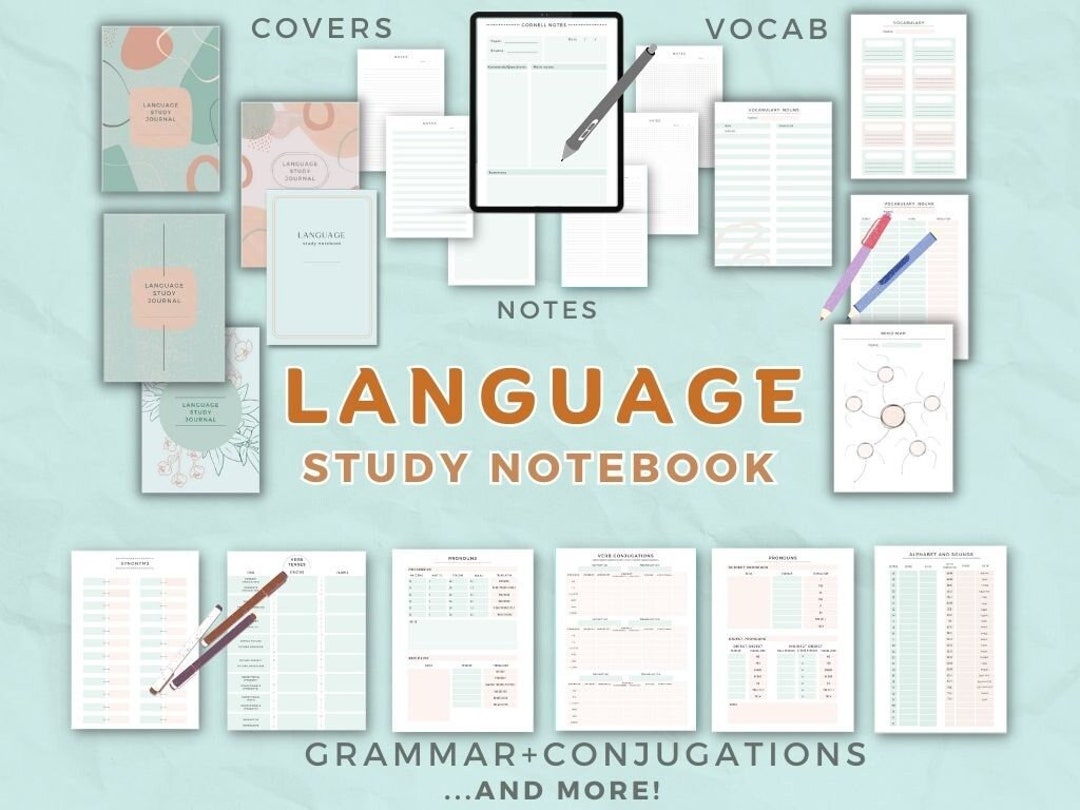 Language Learning Planner Notebook Study Journal iPad Notes - Etsy
