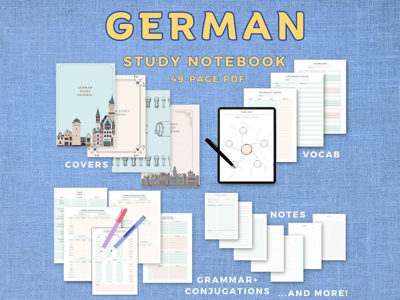 The ORIGINAL German Language Learning Notebook Study Journal, Printable ...