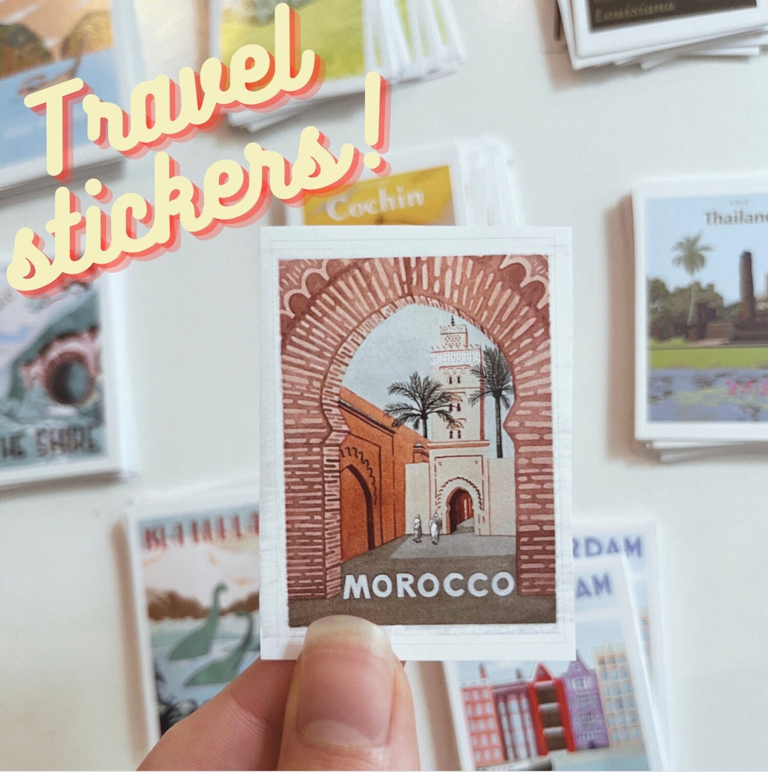 Vintage Travel Poster Stickers Vinyl Art Deco Laptop Water Bottle Decal ...
