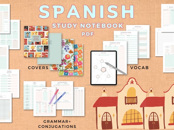 The ORIGINAL SPANISH language learning notebook study journal, printable PDF/iPad notes template