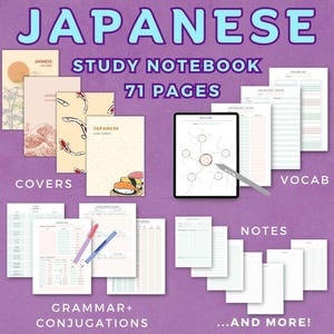 Japanisches Katakana Hiragana Kanji Sprachlernjournal Romaji Manuskript druckbare PDF / iPad Notizen Vorlage