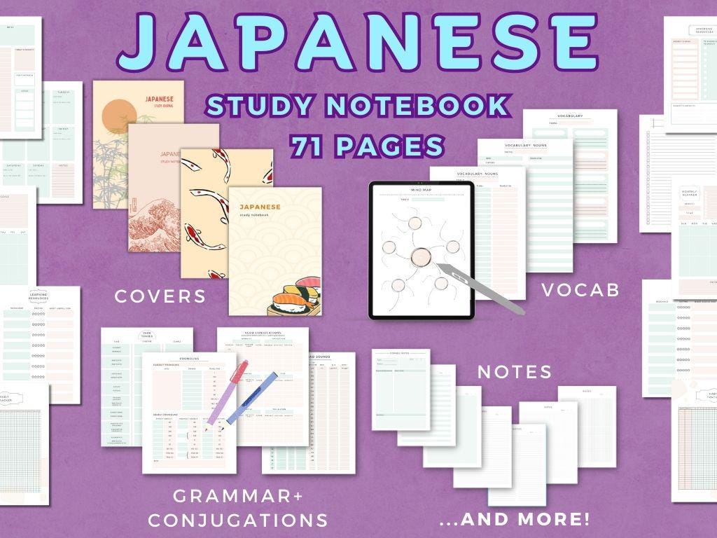 Japanese Katakana Hiragana Kanji Language Learning Notebook Study ...