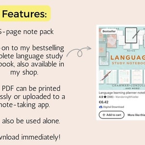 EXTENSION PACK Sprachlern Notizbuch, iPad Notizen oder druckbares PDF Bild 6