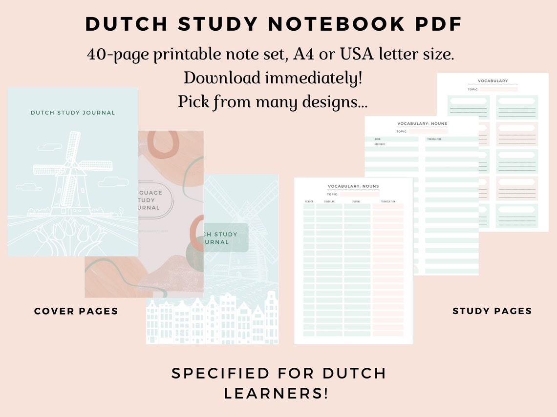 Dutch Language Learning Notebook Study Journal Printable - Etsy