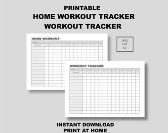 WORKOUT TRACKER / fitness planner/ workout log/ diet plan/ home workout log / exercise tracker / training log / Fitness journal