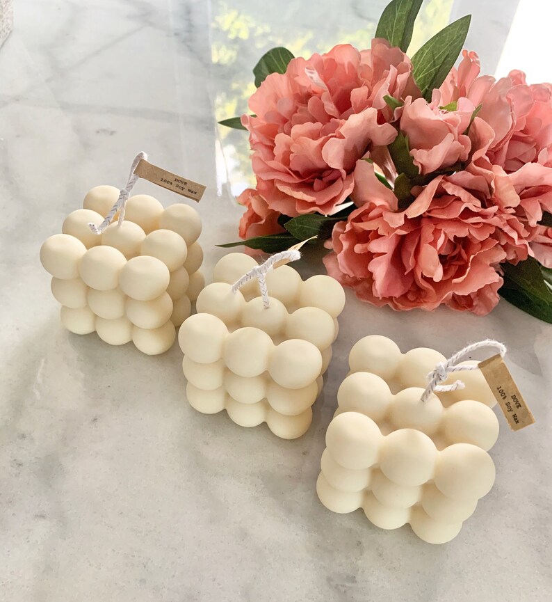 Scented Candle Soy Pillar Candle Bubble Cube Soy Pillar Candle Etsy