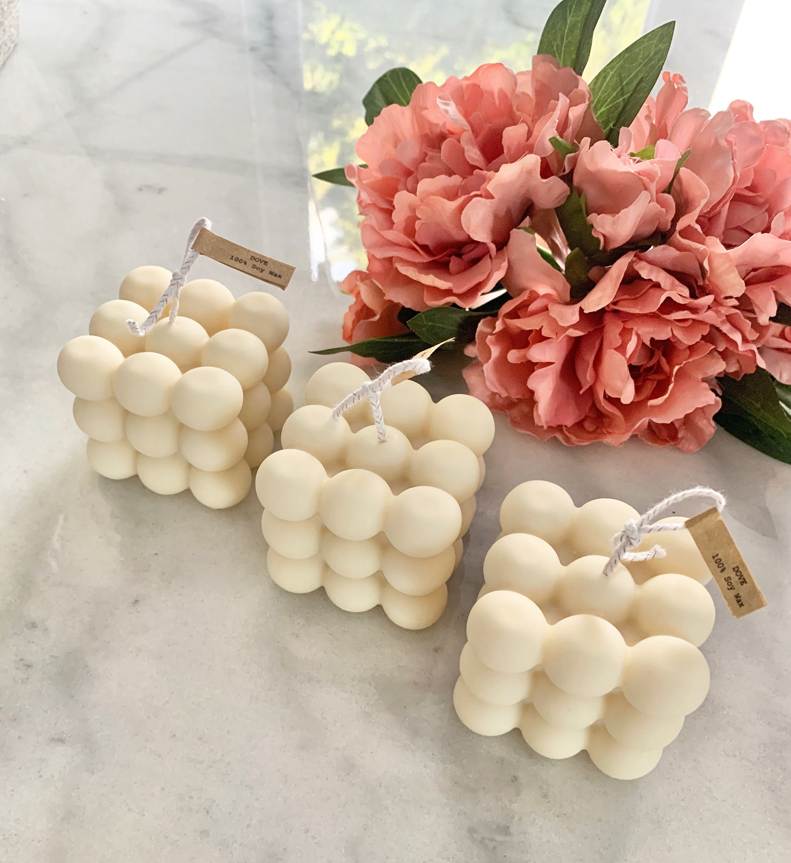 Scented Candle Soy Pillar Candle Bubble Cube Soy Pillar Candle Etsy UK