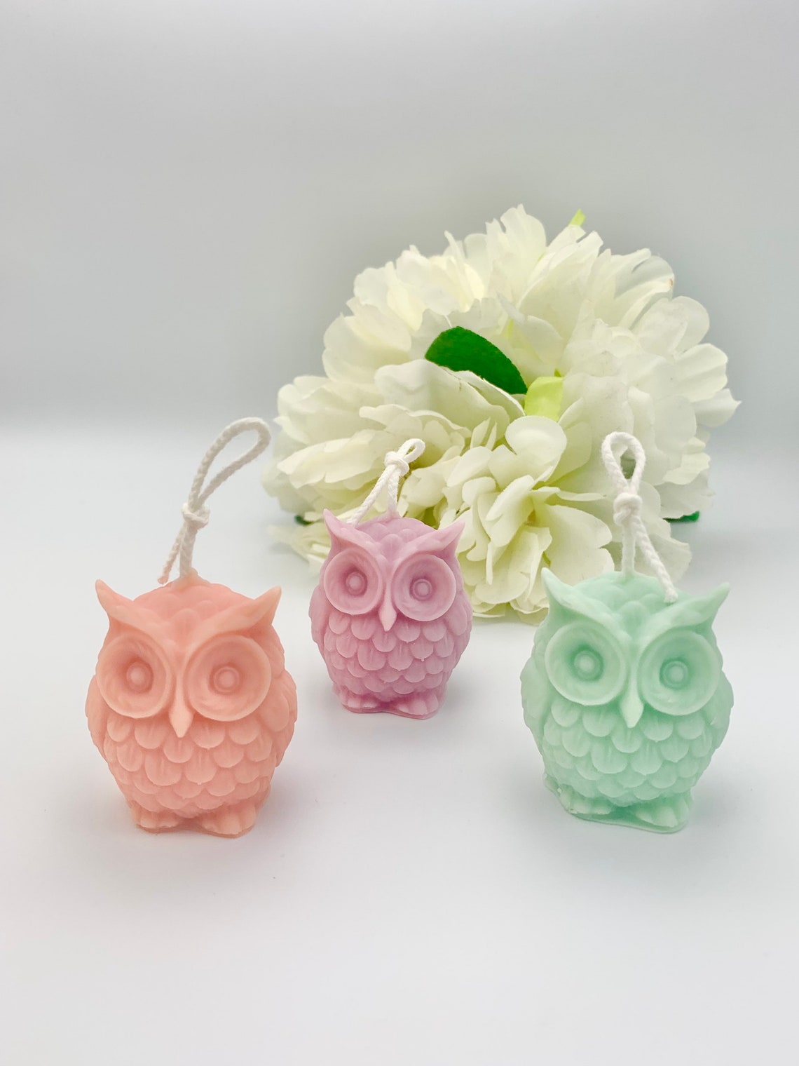 Set of 3 mini owl candles in a gift box / 100 soy wax / Etsy