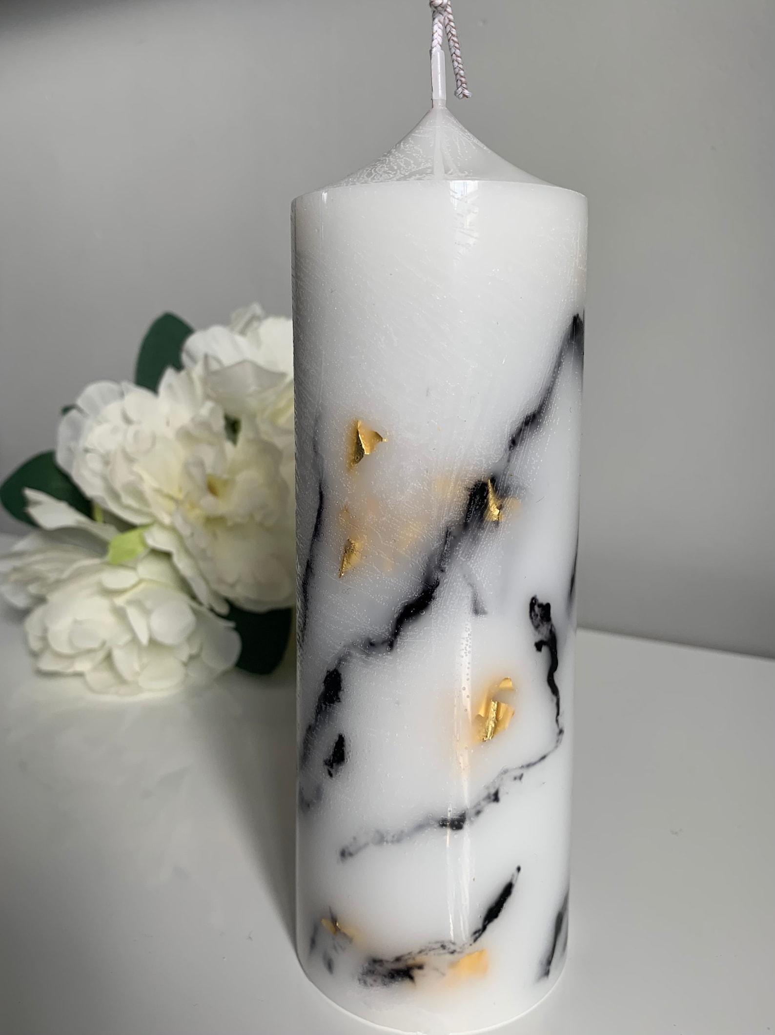 Scented Large size Gold flaked Marble candle for home Etsy