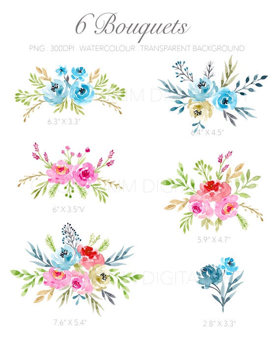 Download Free Watercolour Flowers Clipart Floral Clip Art Png Free Etsy SVG Cut Files