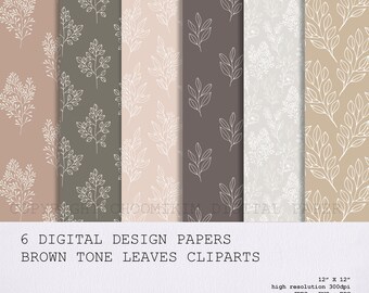 6 Seamless leaf, leaves design digital papers, Scrapbooking : for craft supplies, instant download,Digital Background - Printable Paper
