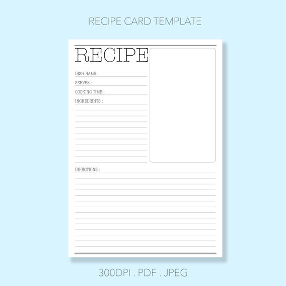 Recipe Blank Template from i.etsystatic.com