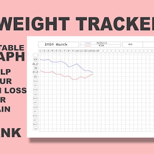 WEIGHT LOSS TRACKER/ Diet Planner / Weight loss graph/ weight loss printable/ calorie tracker/ weight loss bullet journal workout log image 4