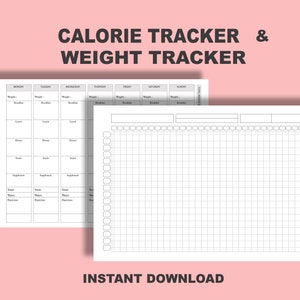 WEIGHT LOSS TRACKER/ Diet Planner / Weight loss graph/ weight loss printable/ calorie tracker/ weight loss bullet journal workout log image 3