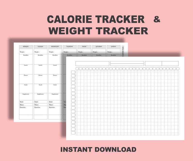 WEIGHT LOSS TRACKER/ Diet Planner / Weight loss graph/ weight loss printable/ calorie tracker/ weight loss bullet journal workout log image 3