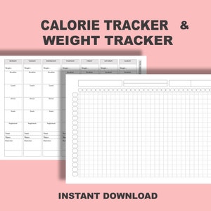 WEIGHT LOSS TRACKER/ Diet Planner / Weight loss graph/ weight loss printable/ calorie tracker/ weight loss bullet journal workout log image 1