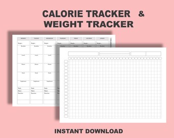 WEIGHT LOSS TRACKER/ Diet Planner /  Weight loss graph/ weight loss printable/ calorie tracker/ weight loss bullet journal workout log