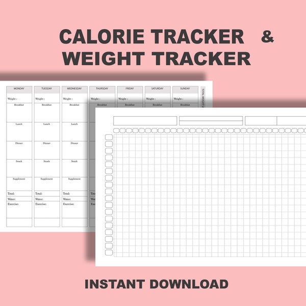 WEIGHT LOSS TRACKER/ Diet Planner /  Weight loss graph/ weight loss printable/ calorie tracker/ weight loss bullet journal workout log