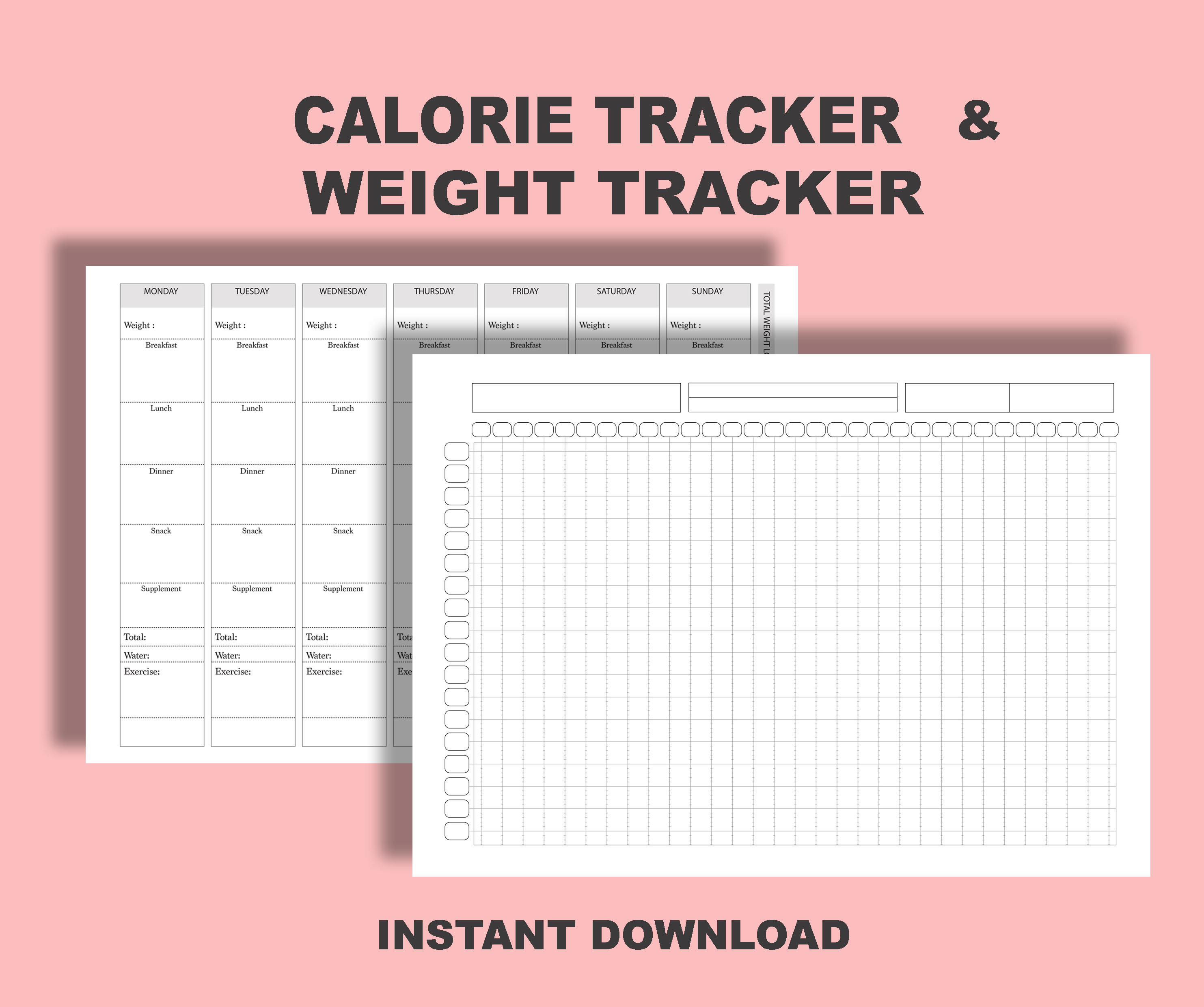 WEIGHT LOSS TRACKER/ Diet Planner / Weight Loss Graph/ Weight Loss