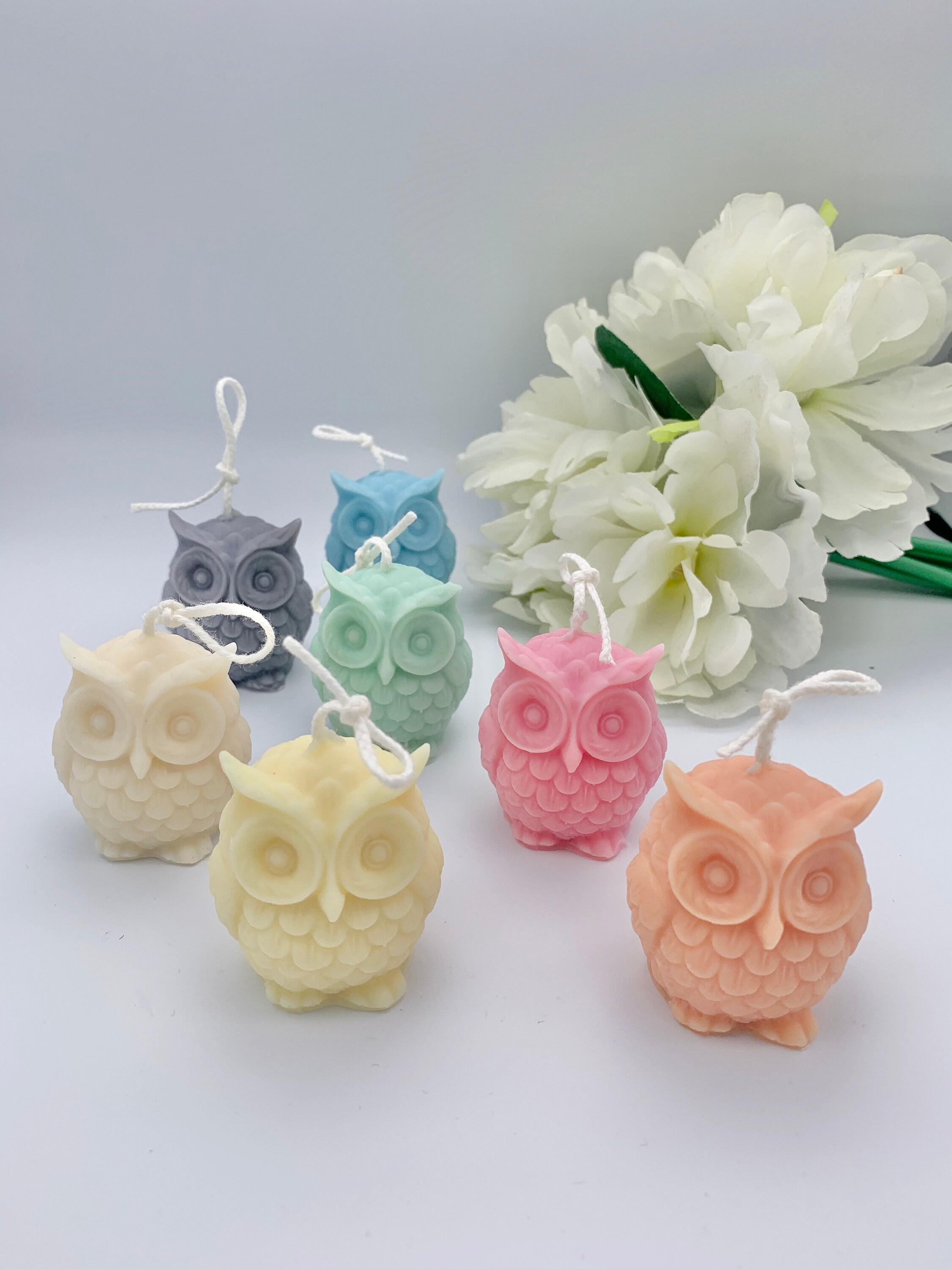 Set of 3 mini owl candles in a gift box / 100 soy wax / Etsy