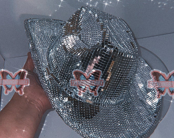 Disco Ball Cowboy Hat Mirrorball Hat Full Mirror Cowgirl Etsy